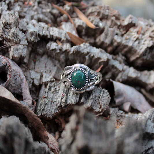 Witchlight Grove Ring - Bloodstone Sterling Silver Ring - JF Fantasy Jewelry