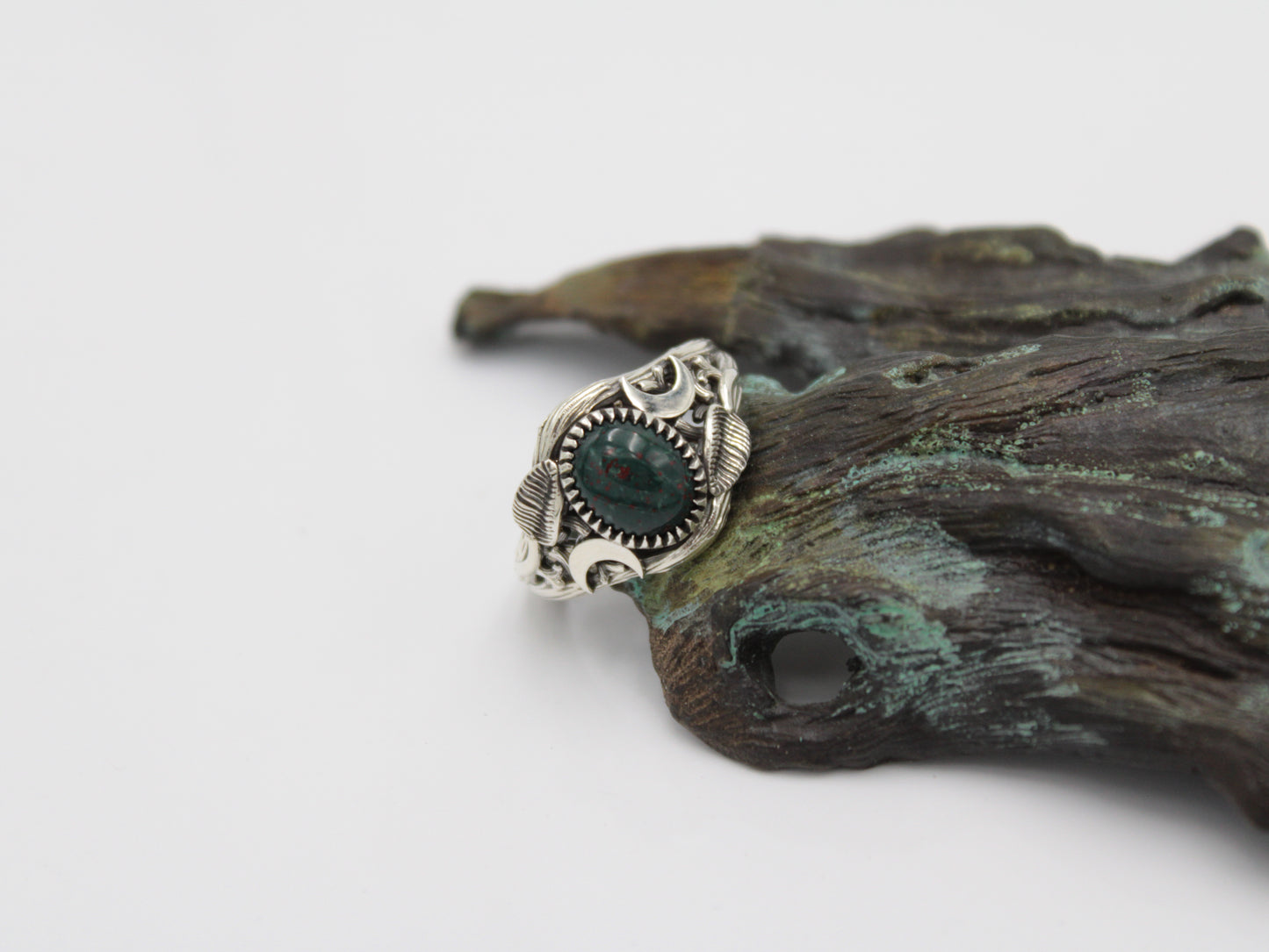 Witchlight Grove Ring - Bloodstone Sterling Silver Ring - JF Fantasy Jewelry