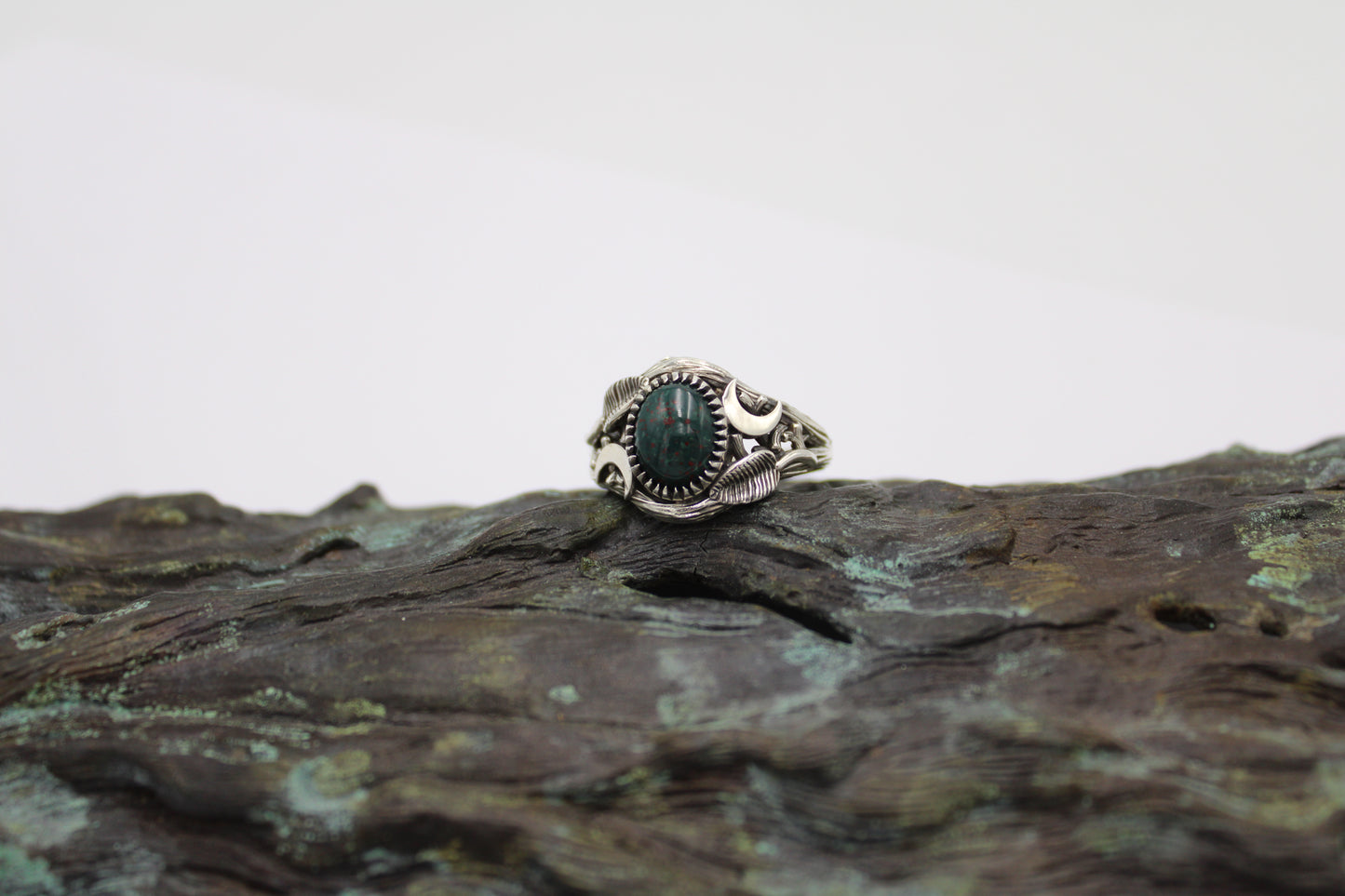 Witchlight Grove Ring - Bloodstone Sterling Silver Ring - JF Fantasy Jewelry