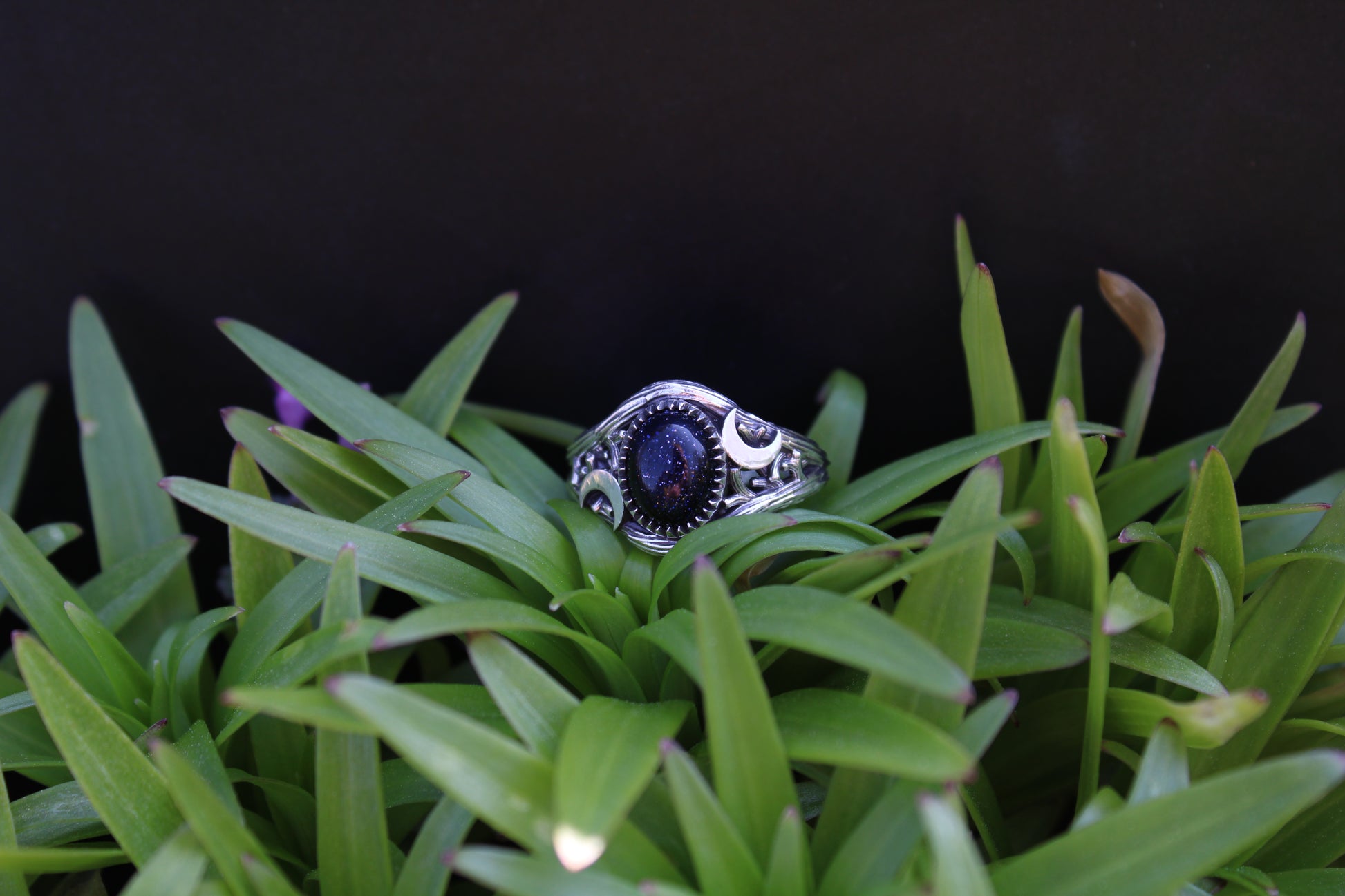 Witchlight Ring - Blue Sunstone Sterling Silver Ring - JF Fantasy Jewelry