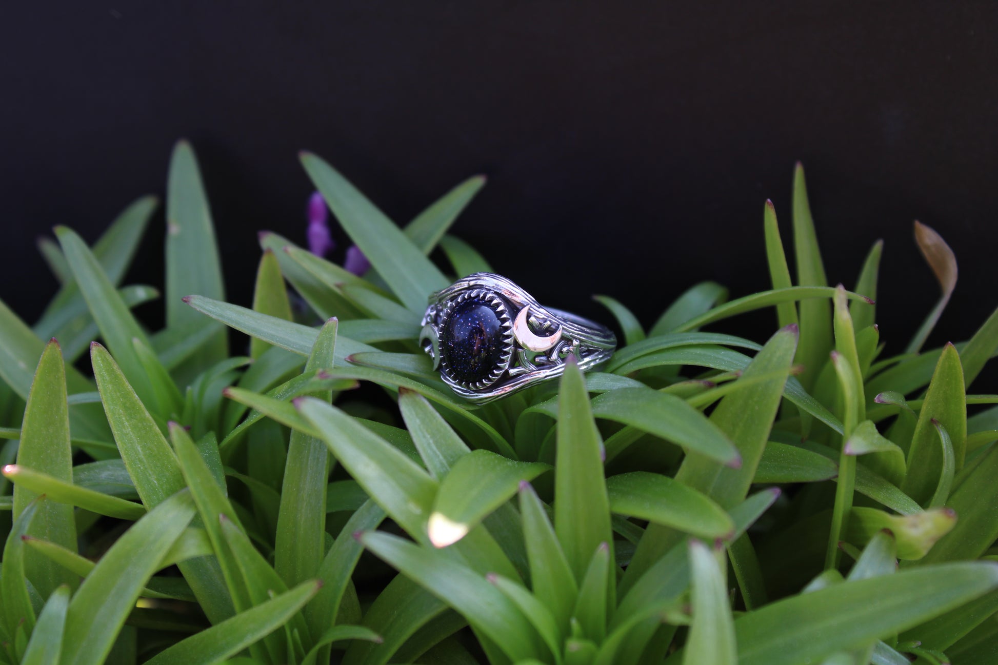 Witchlight Ring - Blue Sunstone Sterling Silver Ring - JF Fantasy Jewelry
