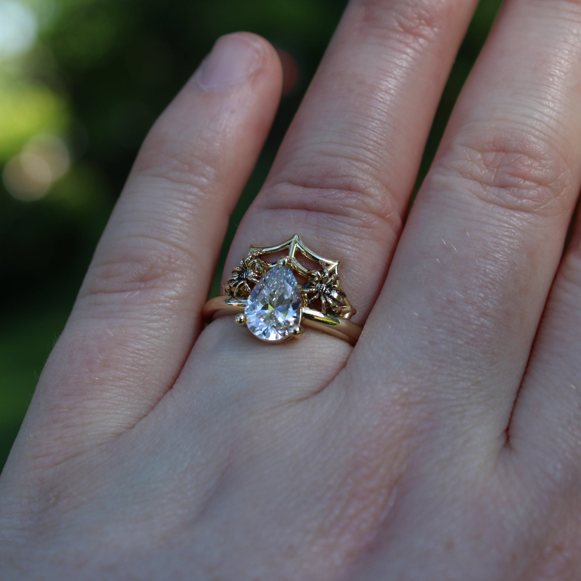 Golden Spider's Veil Engagement Ring - JF Fantasy Jewelry