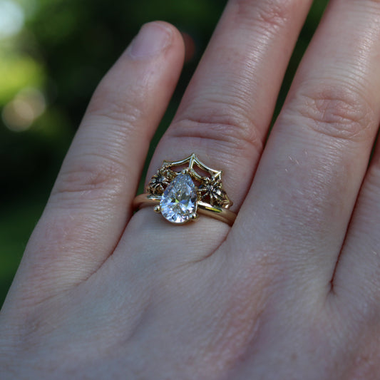 Golden Spider's Veil Engagement Ring - JF Fantasy Jewelry