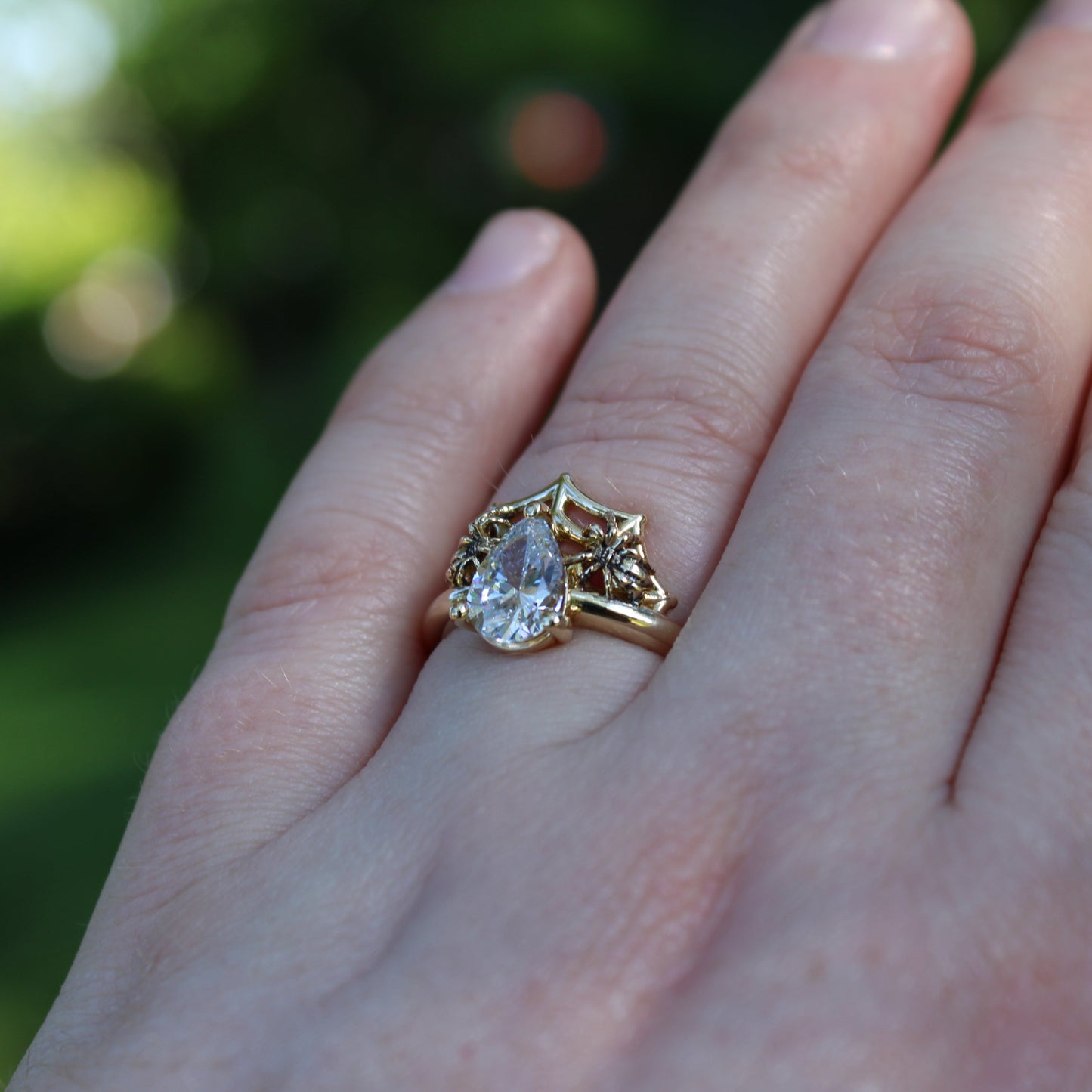Golden Spider's Veil Engagement Ring - JF Fantasy Jewelry