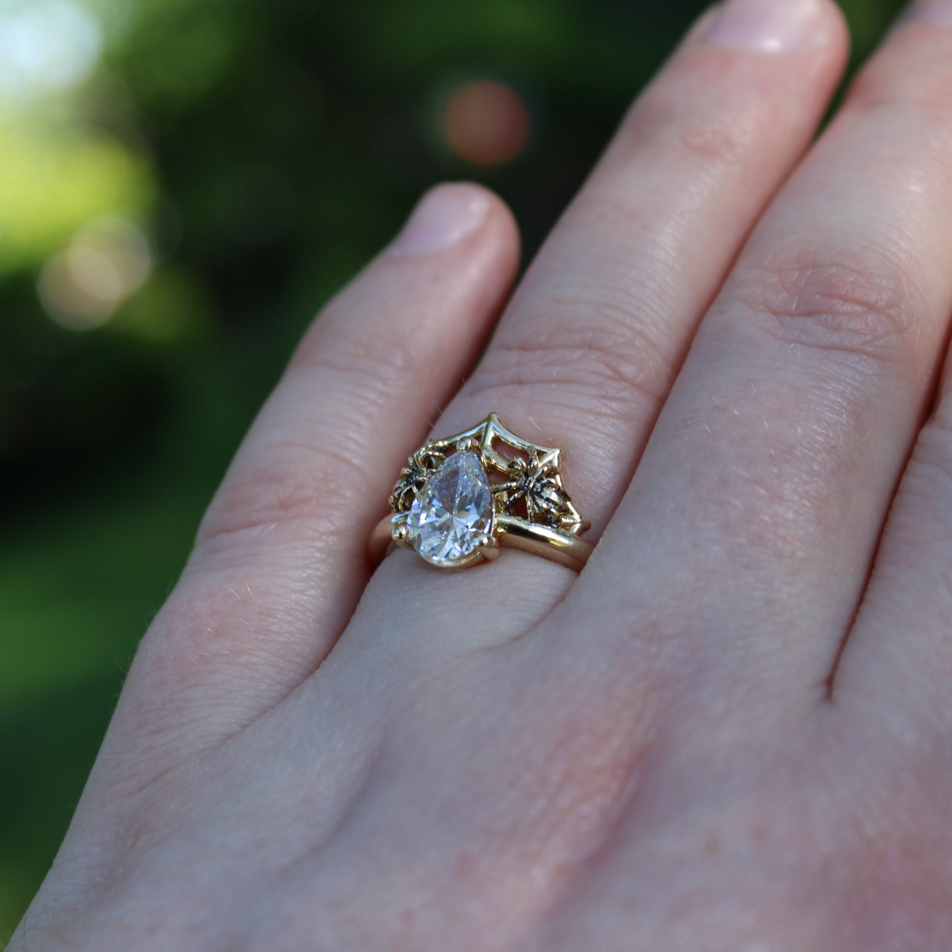 Golden Spider's Veil Engagement Ring - JF Fantasy Jewelry