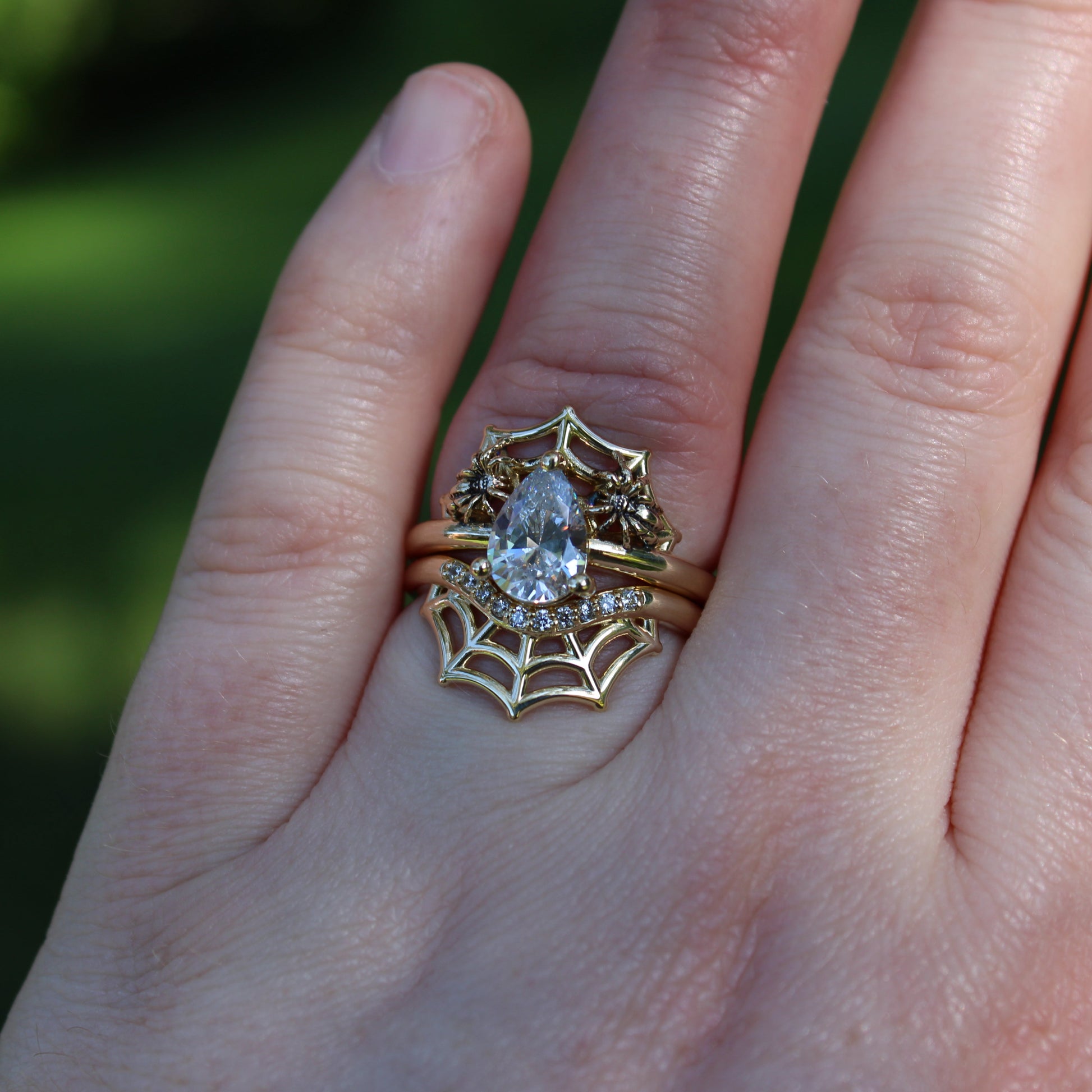 Golden Spider's Veil Bridal Set - JF Fantasy Jewelry