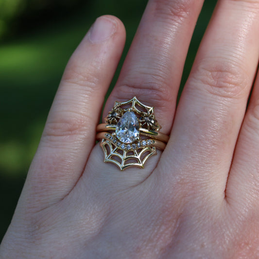 Golden Spider's Veil Bridal Set - JF Fantasy Jewelry