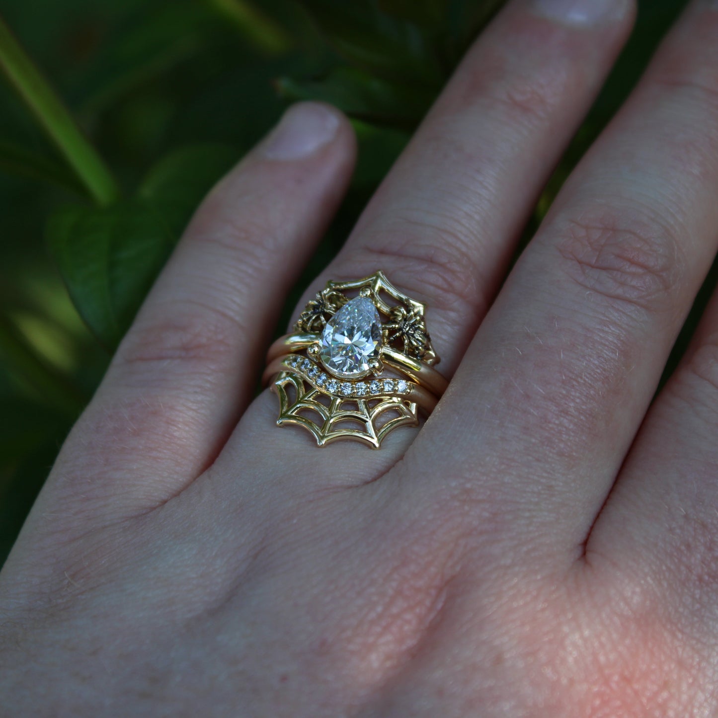 Golden Spider's Veil Bridal Set - JF Fantasy Jewelry