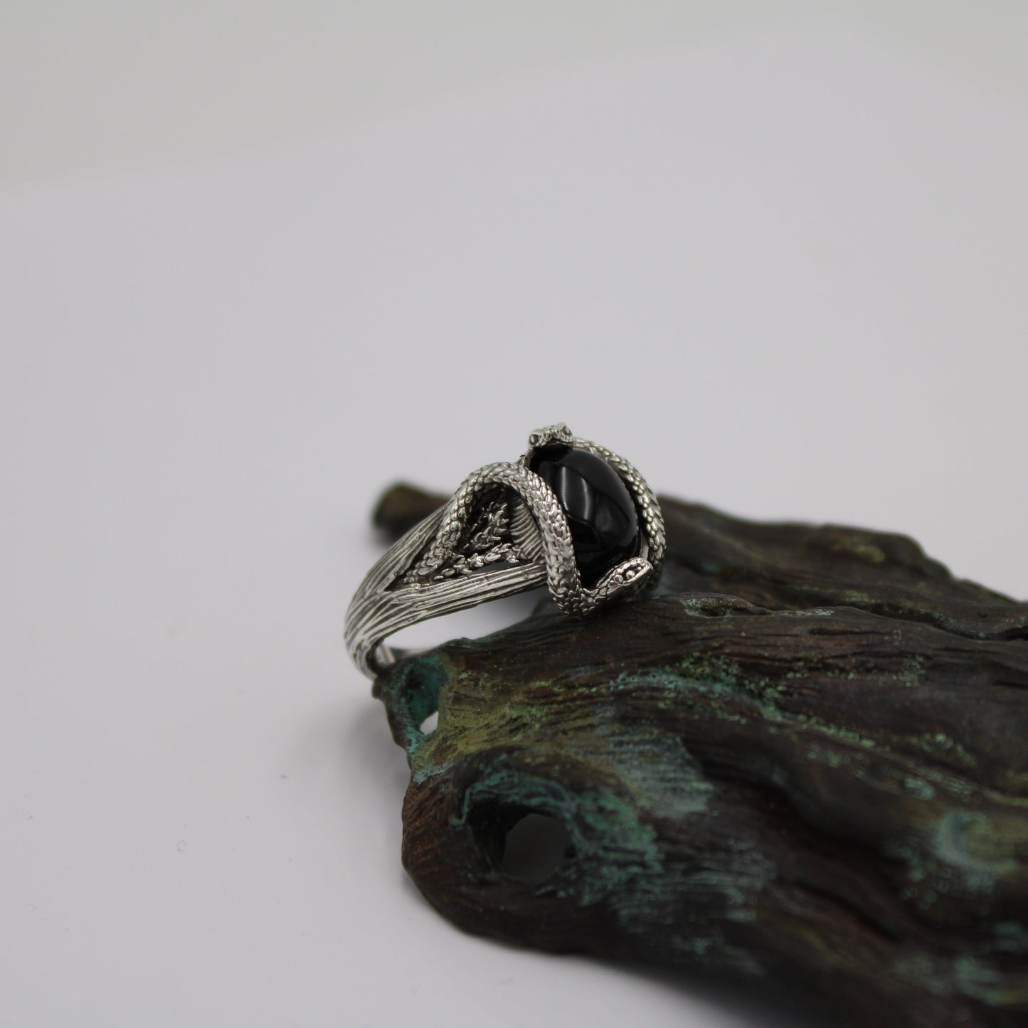 Blackberry Serpents of Thorns Ring - Black Onyx - JF Fantasy Jewelry