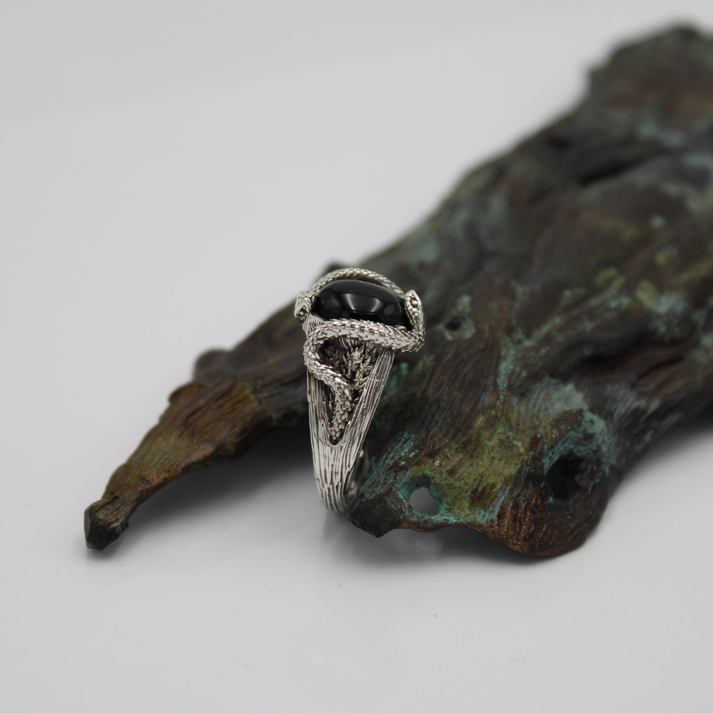 Blackberry Serpents of Thorns Ring - Black Onyx - JF Fantasy Jewelry