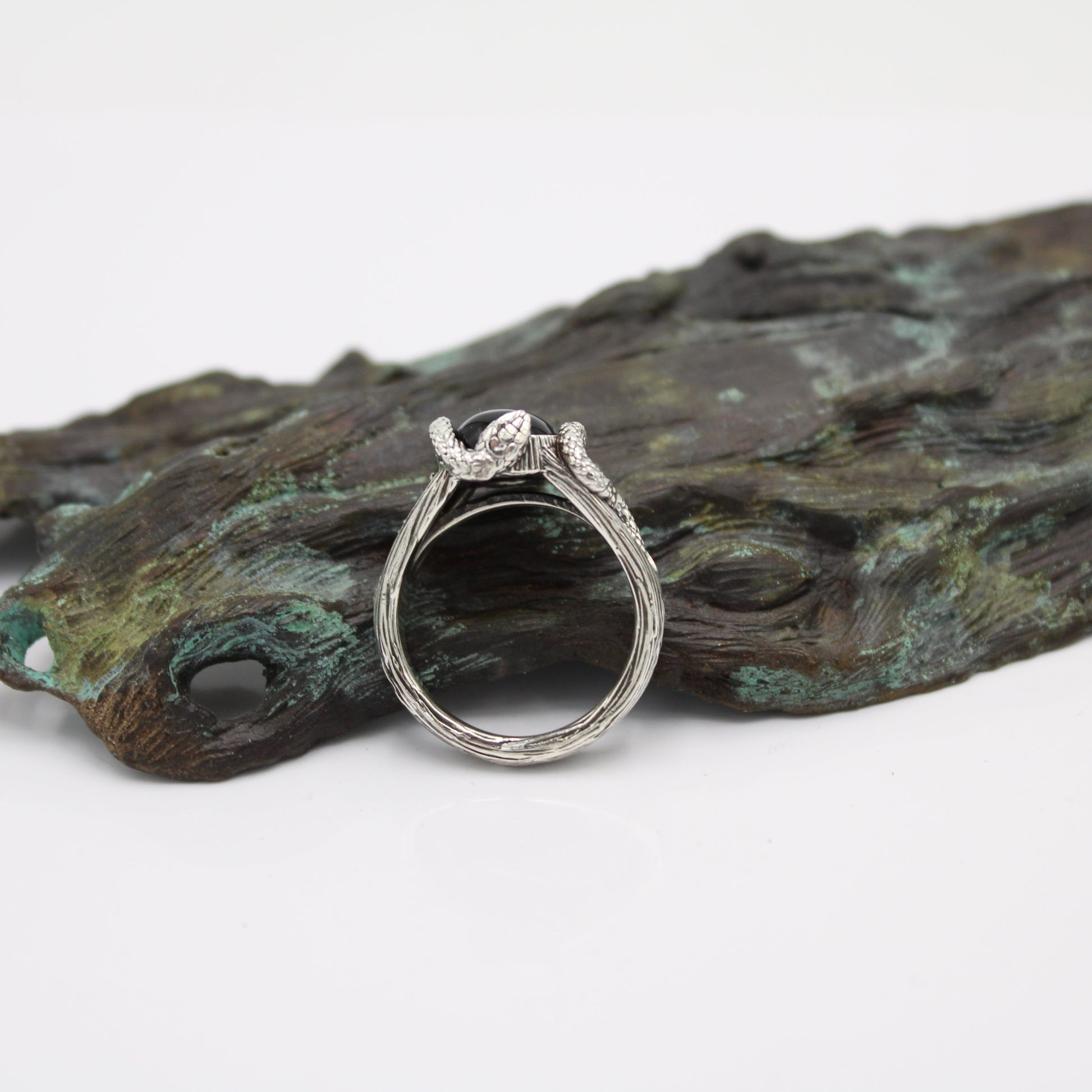 Blackberry Serpents of Thorns Ring - Black Onyx - JF Fantasy Jewelry