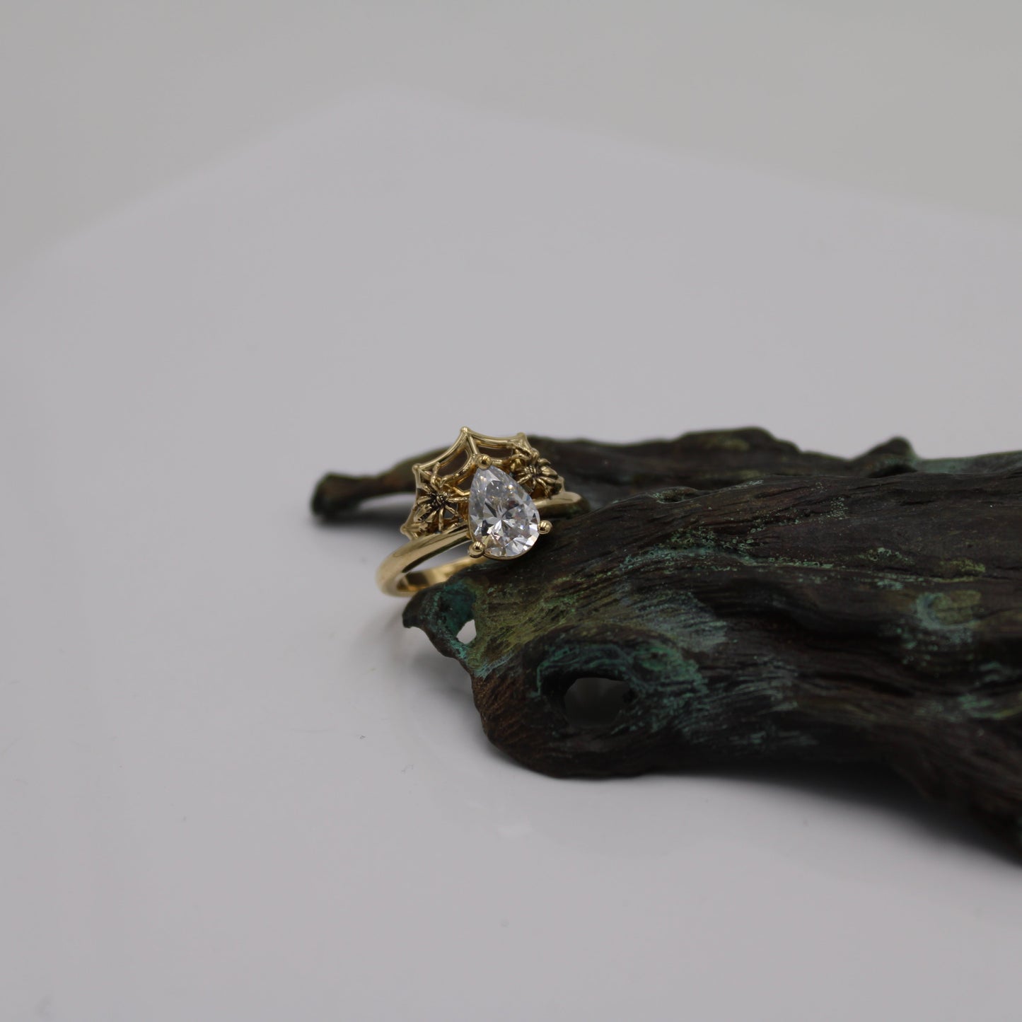 Golden Spider's Veil Engagement Ring - JF Fantasy Jewelry