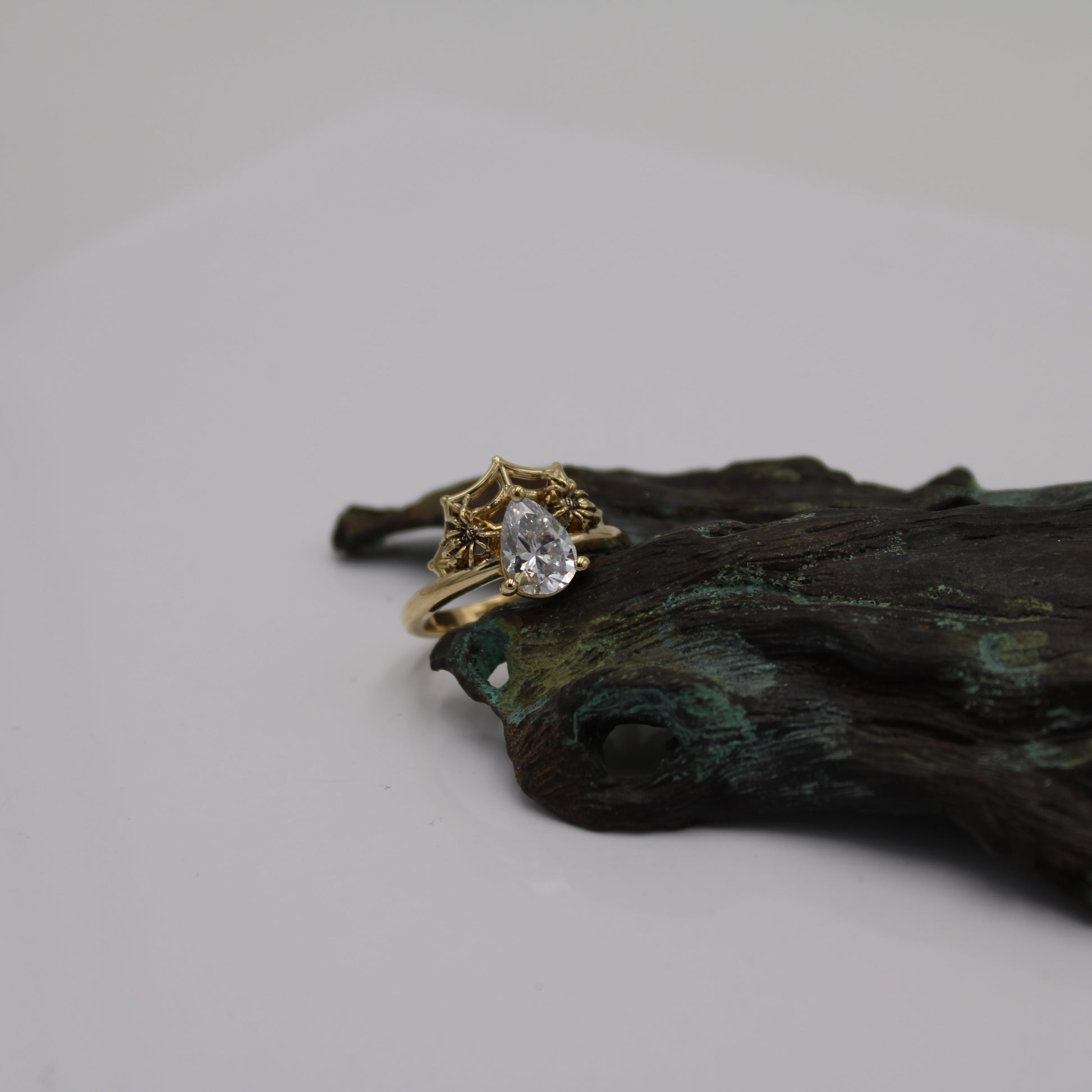 Golden Spider's Veil Engagement Ring - JF Fantasy Jewelry