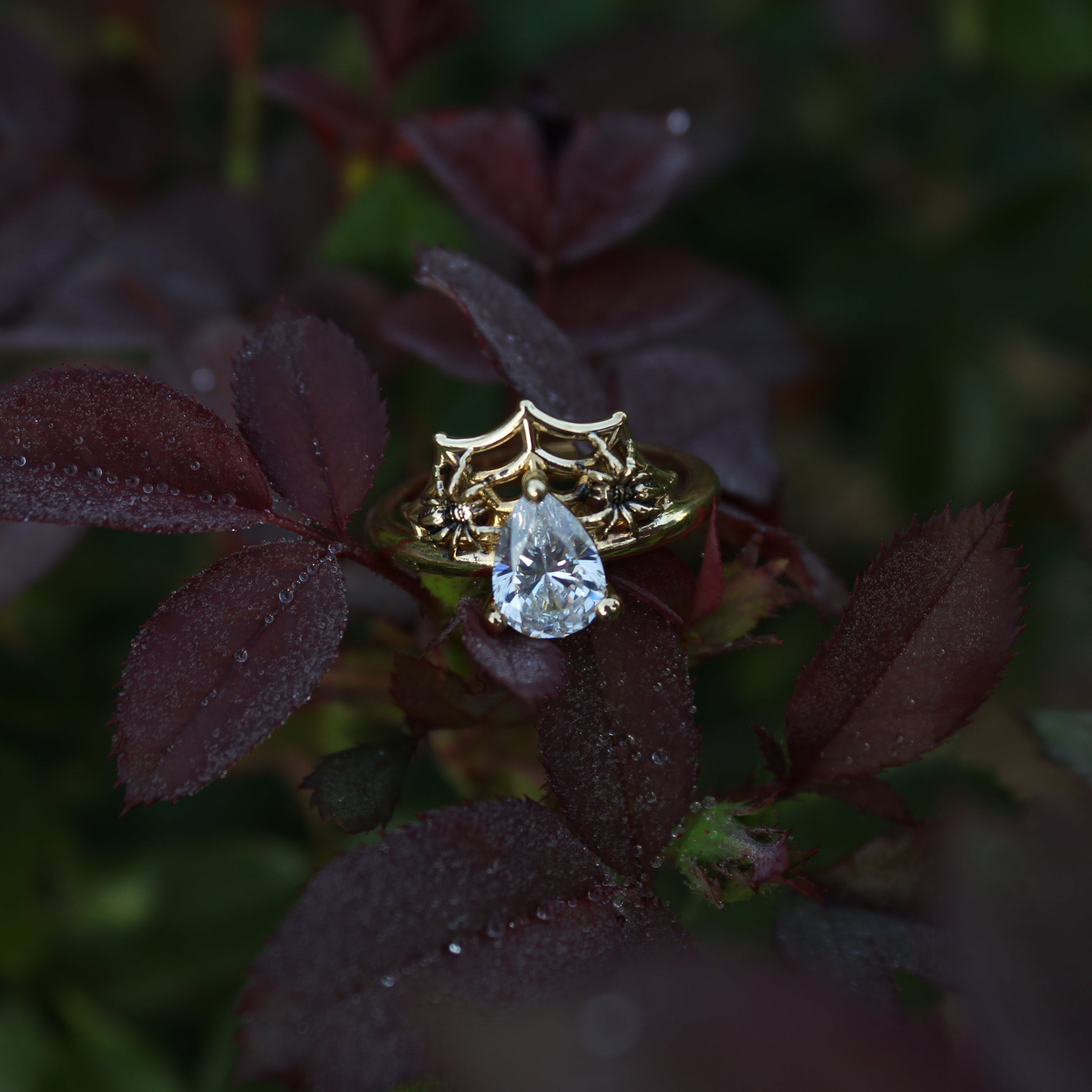 Golden Spider's Veil Bridal Set - JF Fantasy Jewelry