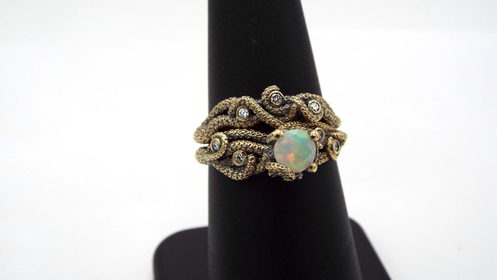 Opal and Diamond Fantasy Bridal Set in 14k Gold - JF Fantasy Jewelry