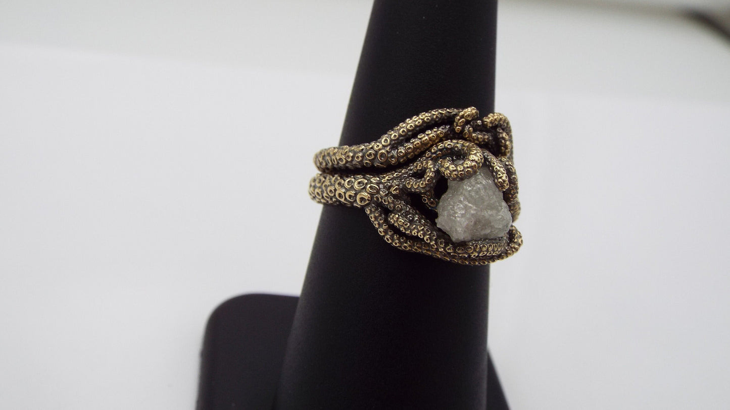 Raw White Diamond Bridal Set - JF Fantasy Jewelry
