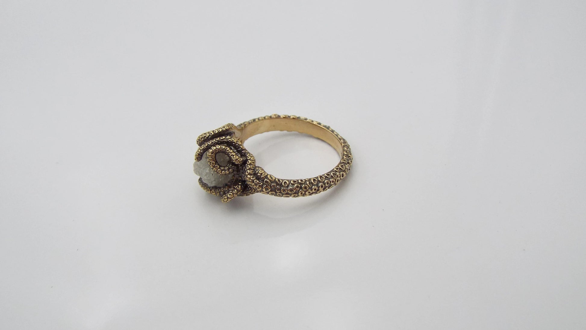 Raw White Diamond Engagement Ring - JF Fantasy Jewelry