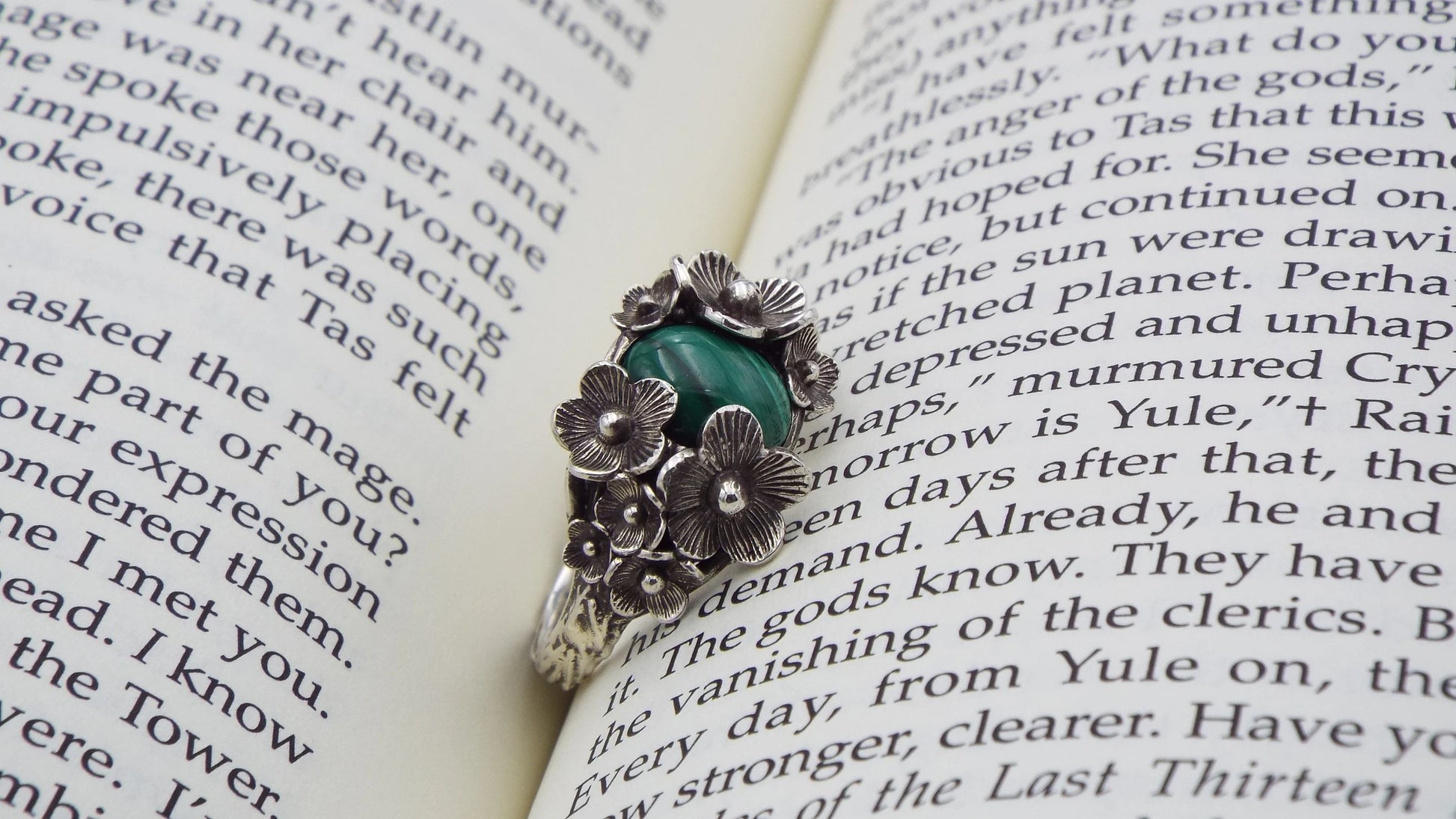 Malachite Flower Ring - JF Fantasy Jewelry