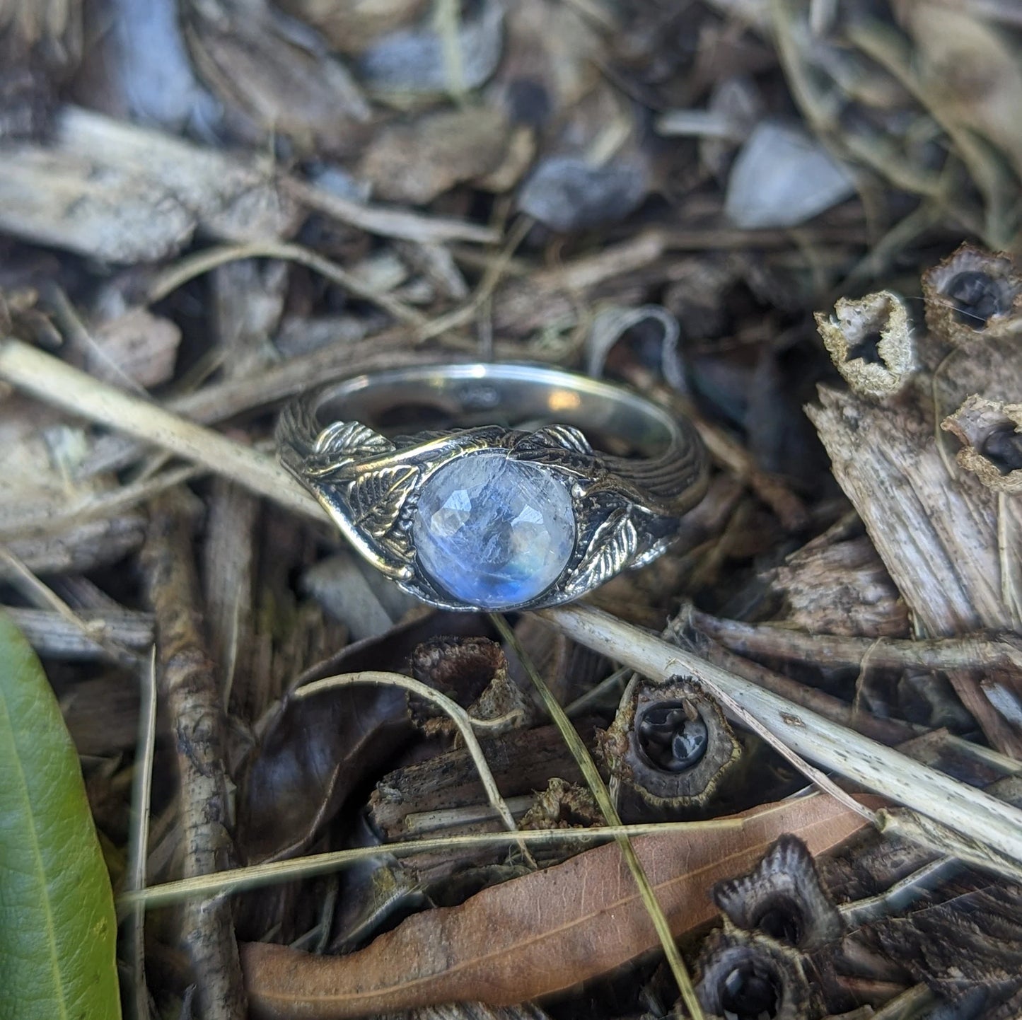 Moonstone Leaf Ring