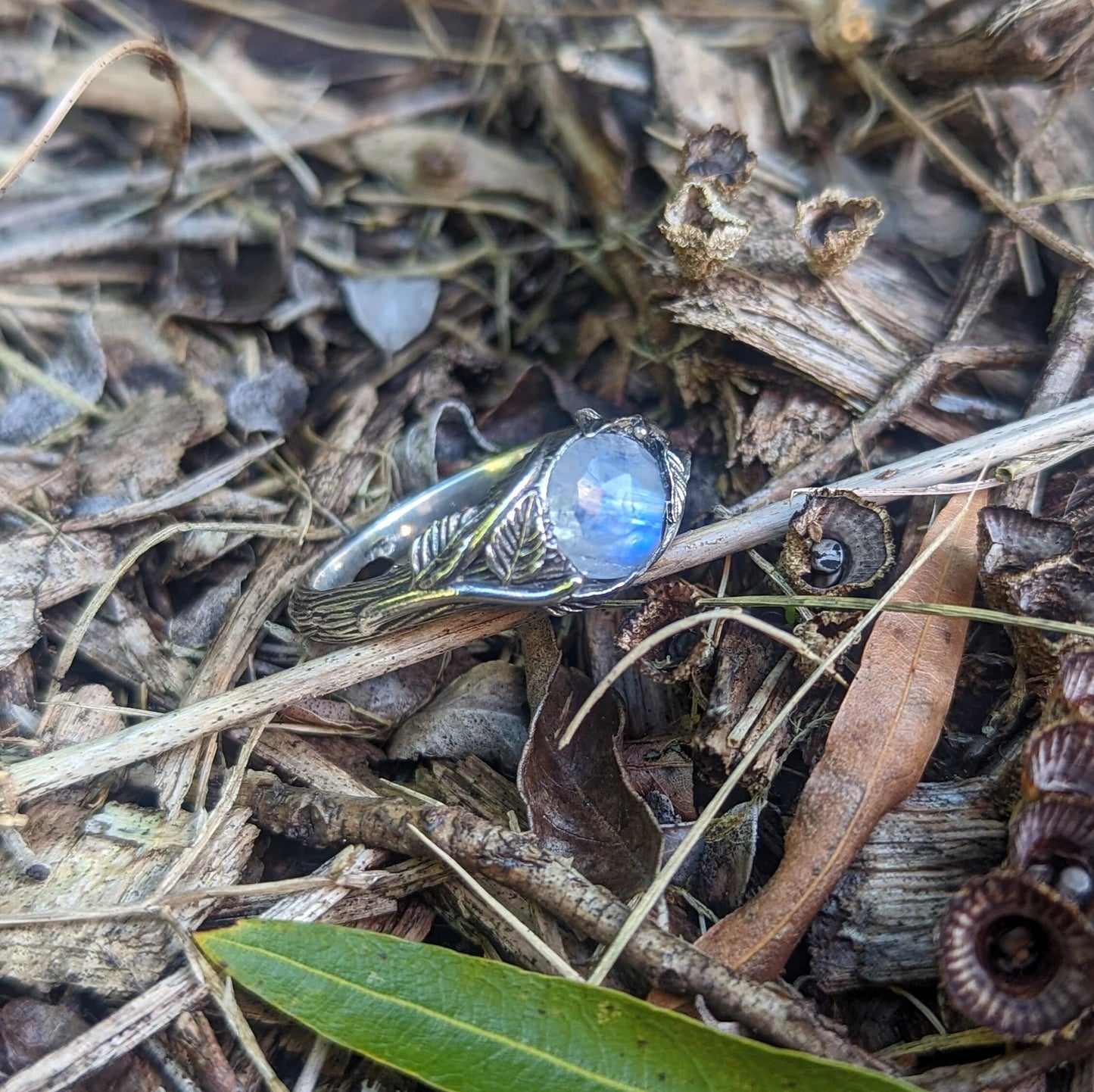 Moonstone Leaf Ring