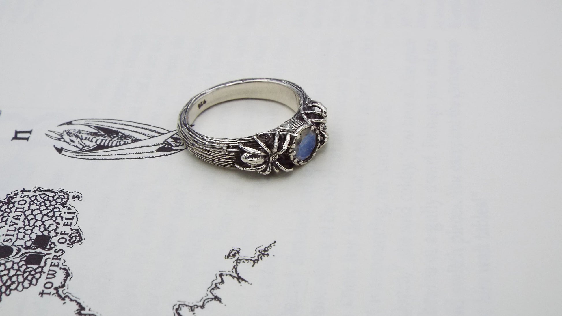 Moonstone Tree Knot Spider Ring - JF Fantasy Jewelry