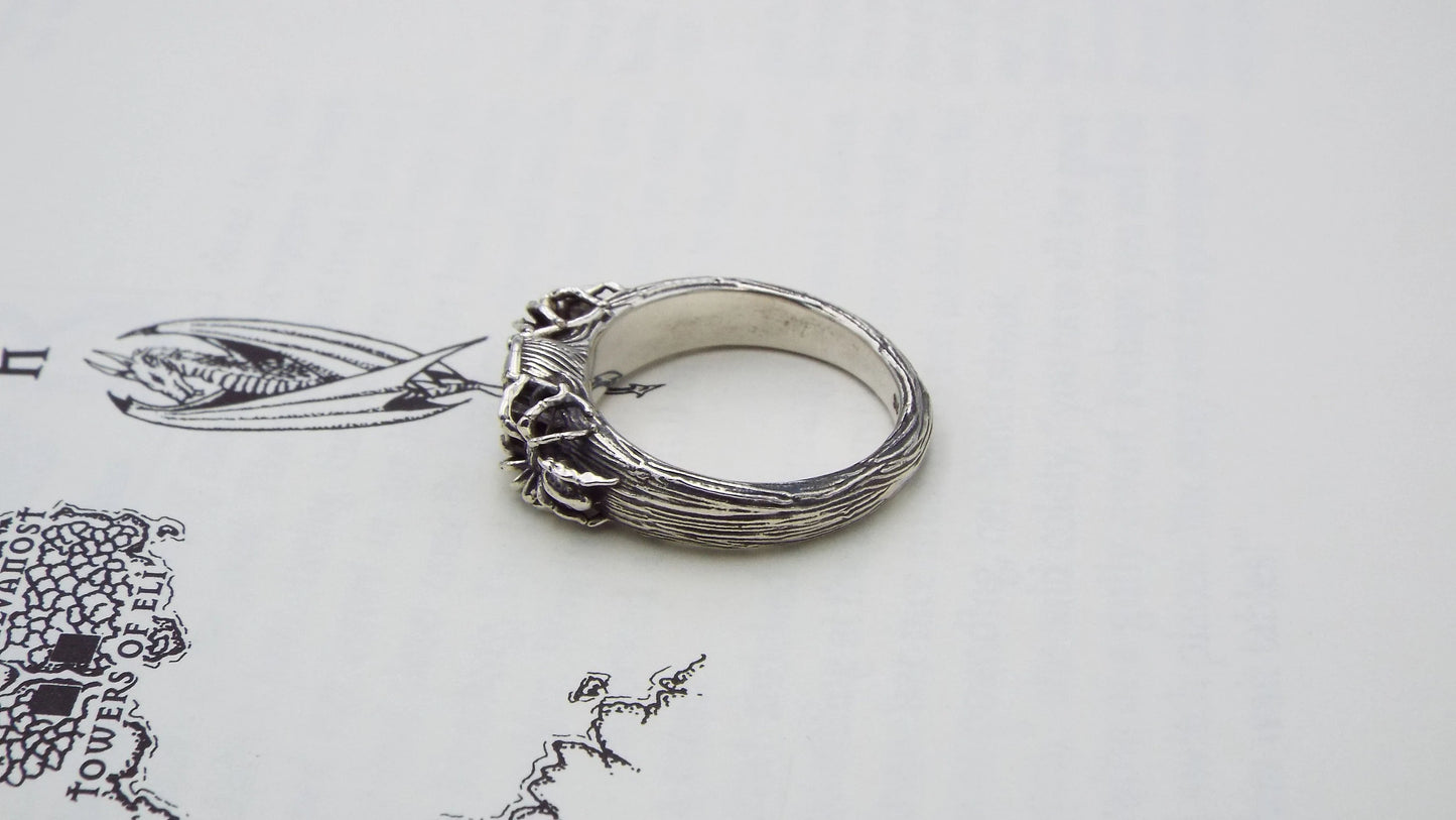 Moonstone Tree Knot Spider Ring - JF Fantasy Jewelry