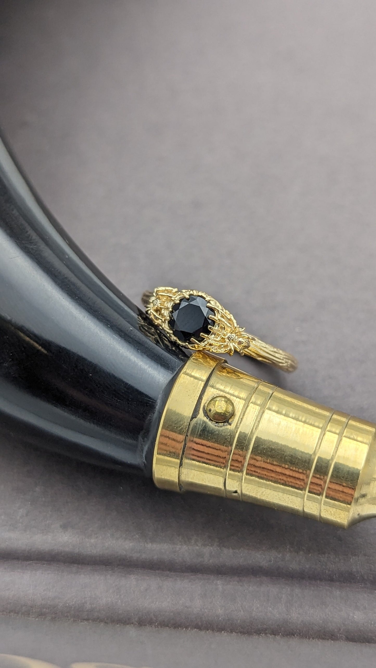 Black Onyx Gold Spider Ring