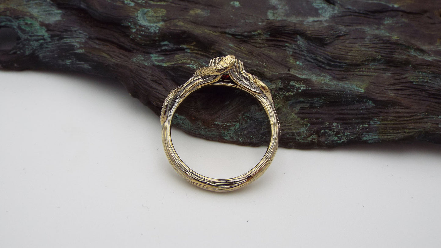 Crimson Serpent in 14k Solid Gold