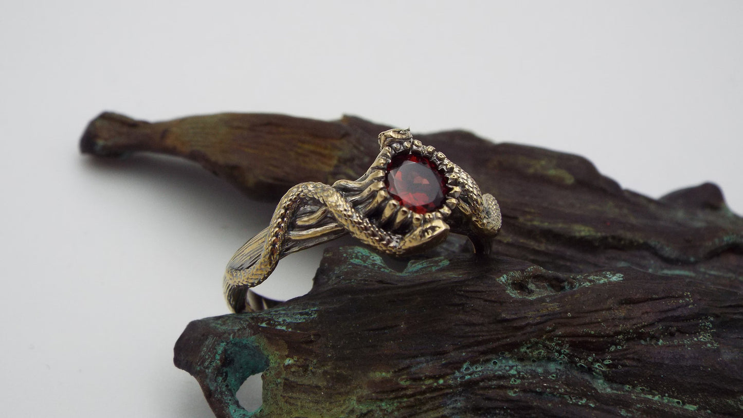 Crimson Serpent in 14k Solid Gold