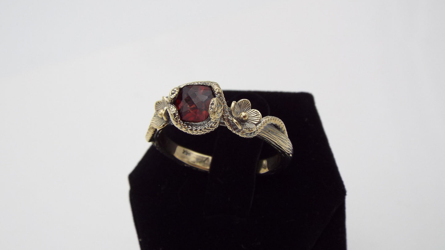 Serpent's Embrace - Snake and Flower Engagement Ring - JF Fantasy Jewelry