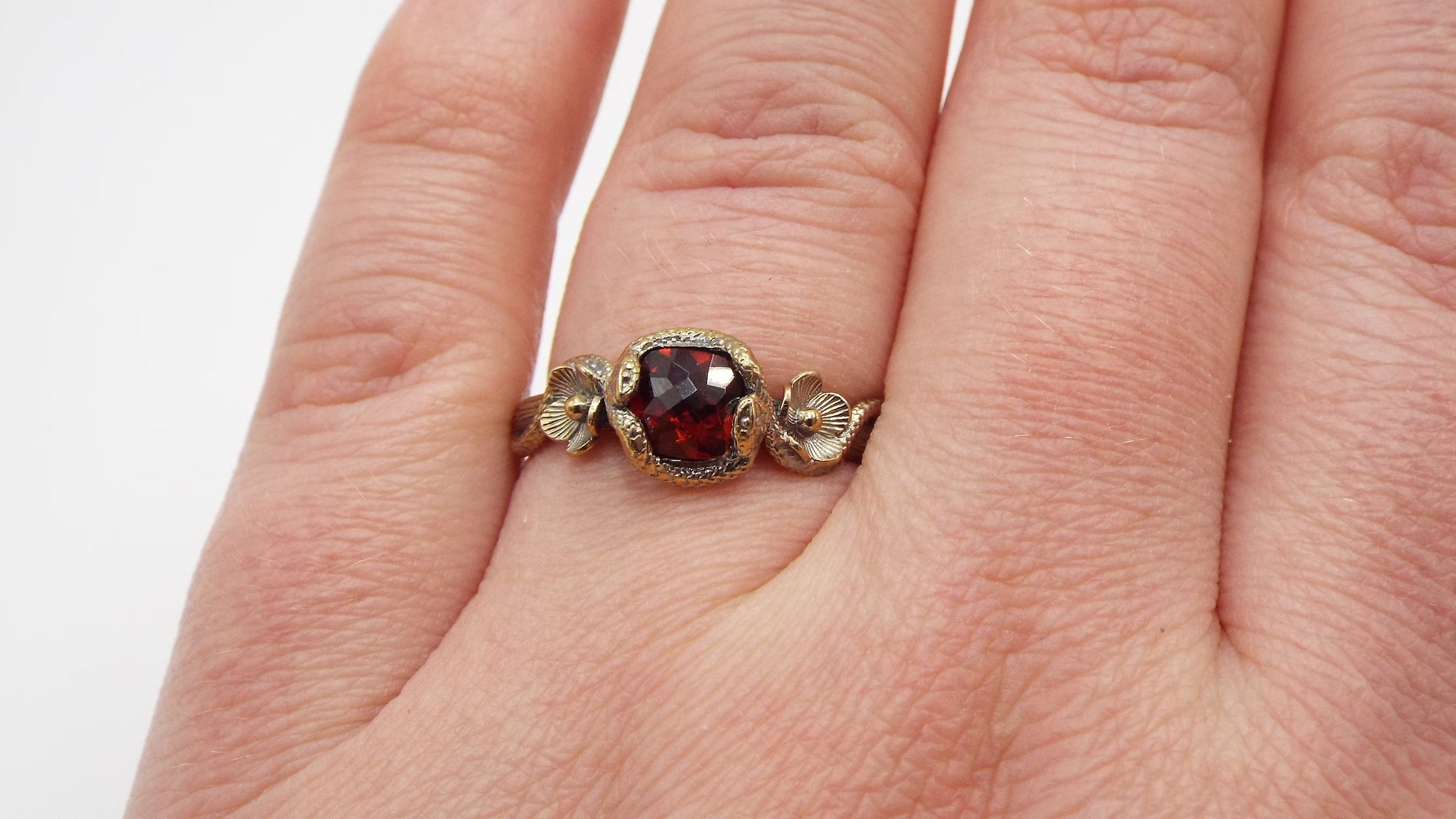 Serpent's Embrace - Snake and Flower Engagement Ring - JF Fantasy Jewelry