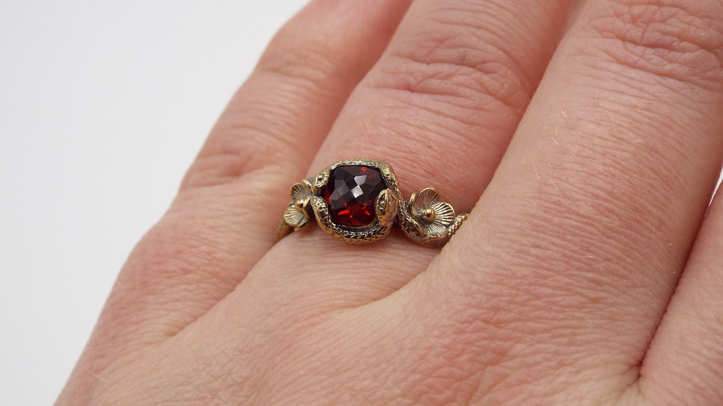 Serpent's Embrace - Snake and Flower Engagement Ring - JF Fantasy Jewelry