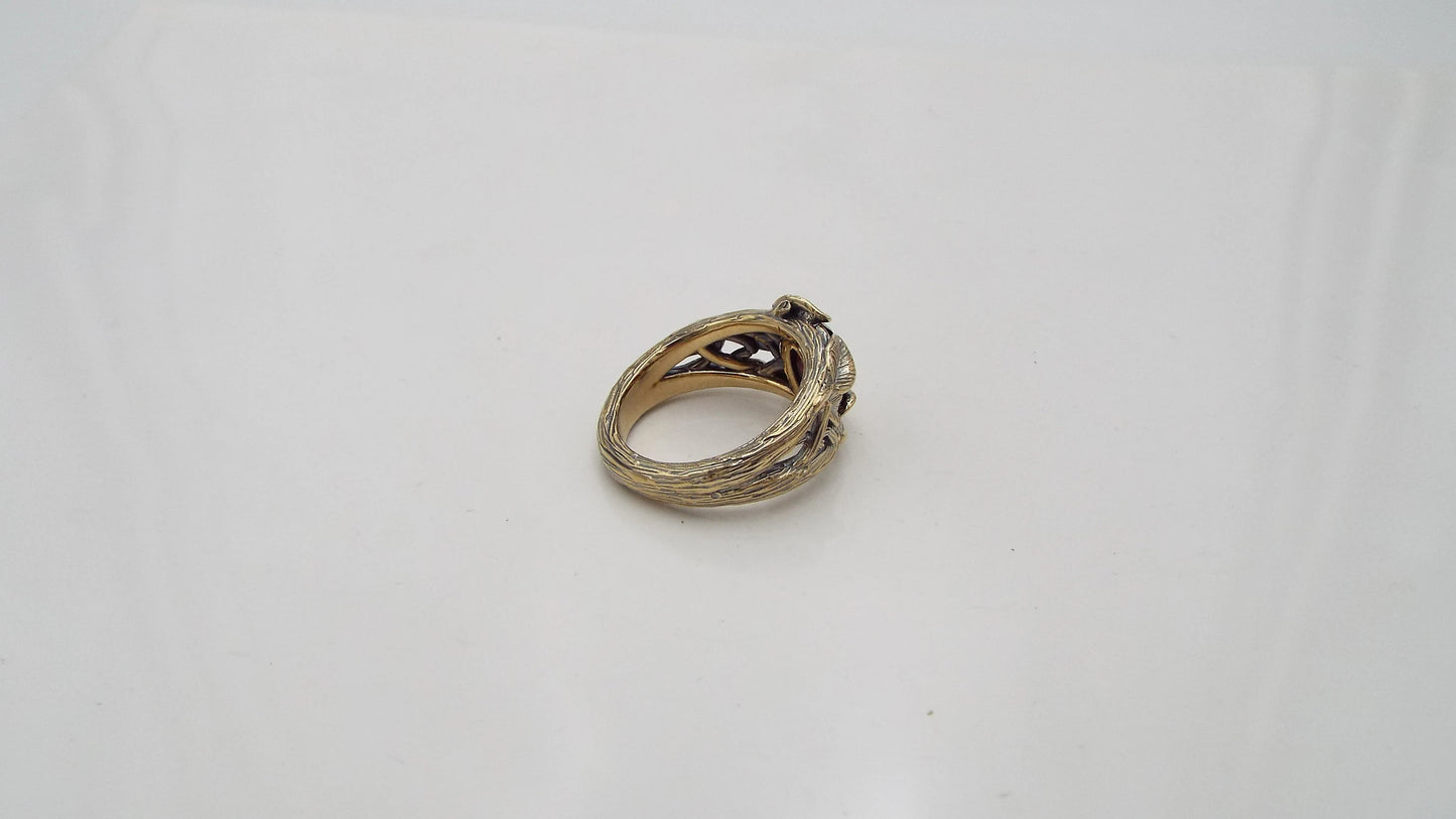 Garnet Golden Leaf and Branch Ring - JF Fantasy Jewelry