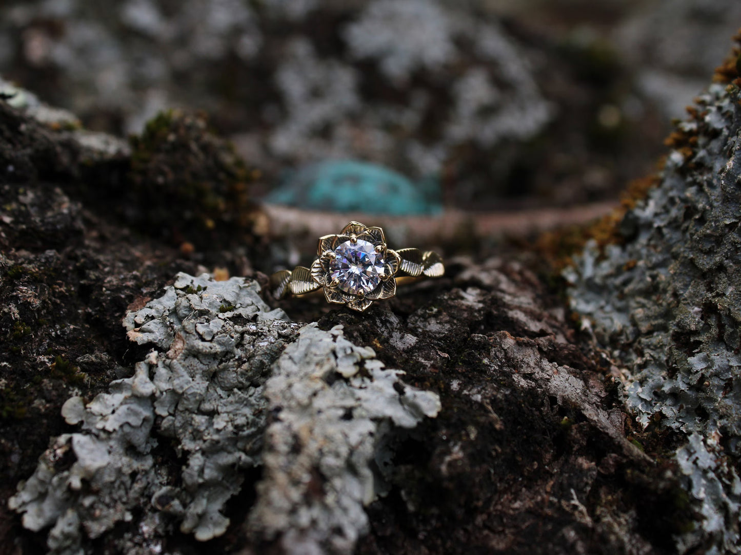 Moissanite Lotus Bridal Set - JF Fantasy Jewelry