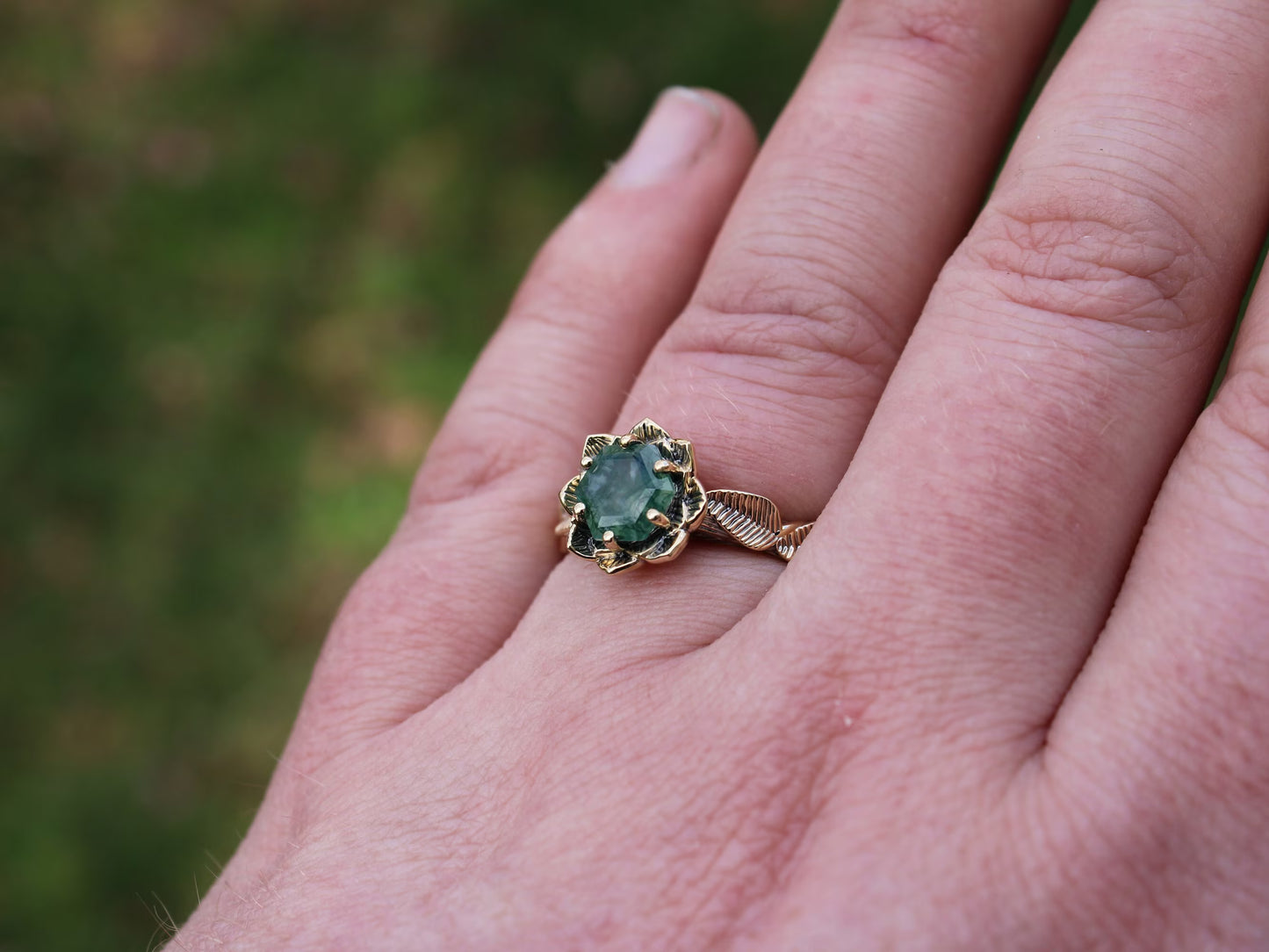 Moss Agate Lotus Bridal Set