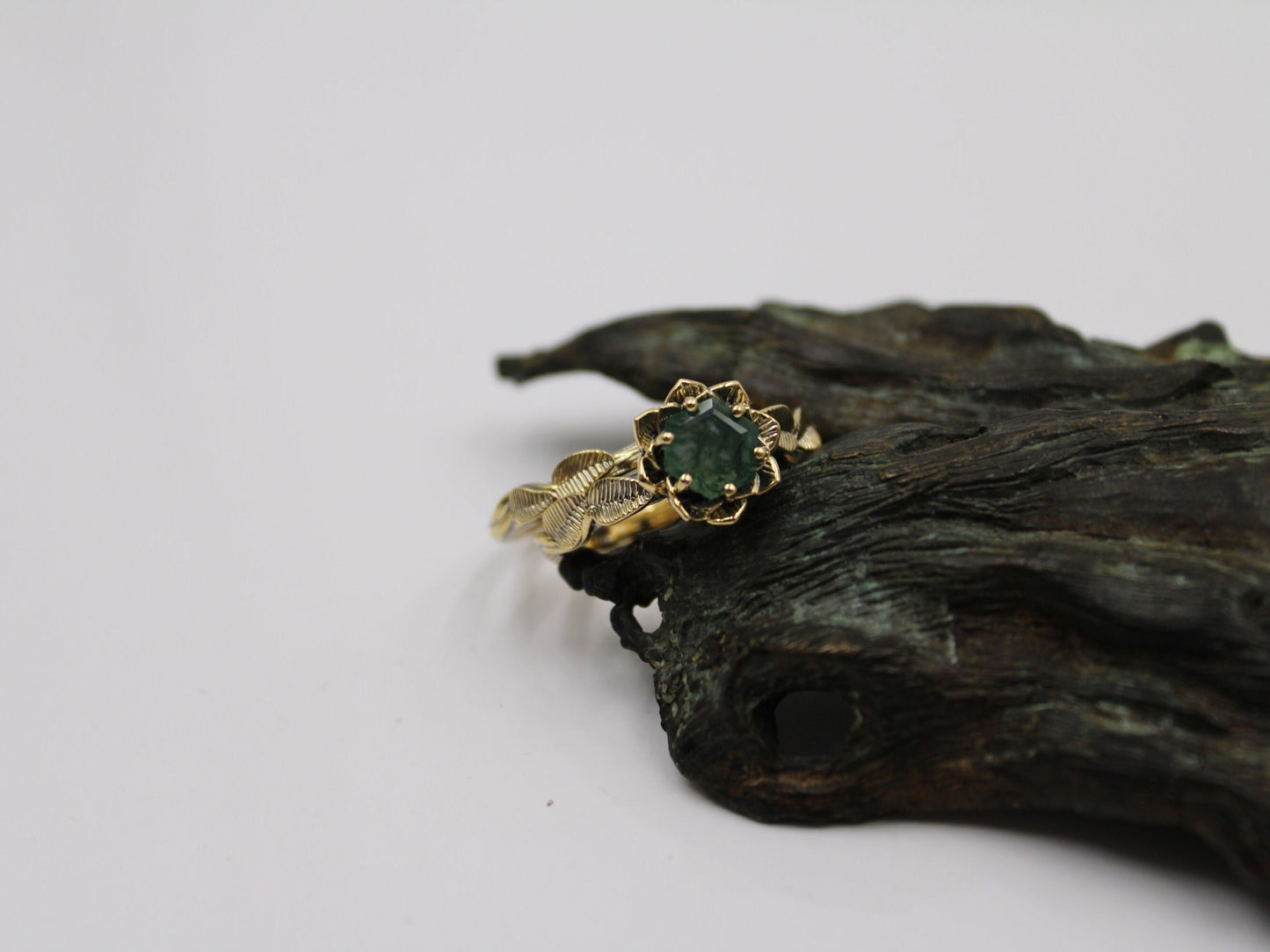 Moss Agate Lotus Bridal Set - JF Fantasy Jewelry