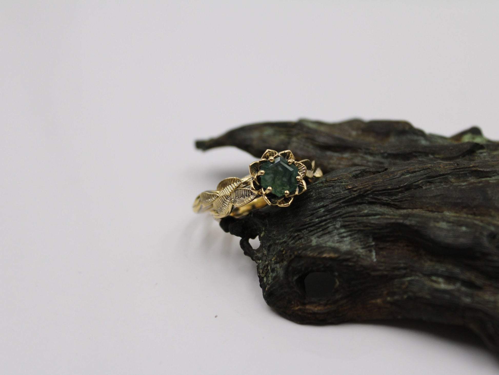Moss Agate Lotus Bridal Set - JF Fantasy Jewelry
