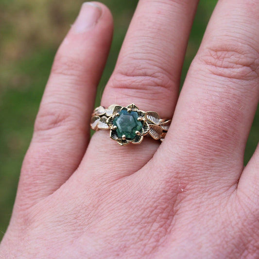 Moss Agate Lotus Bridal Set - JF Fantasy Jewelry
