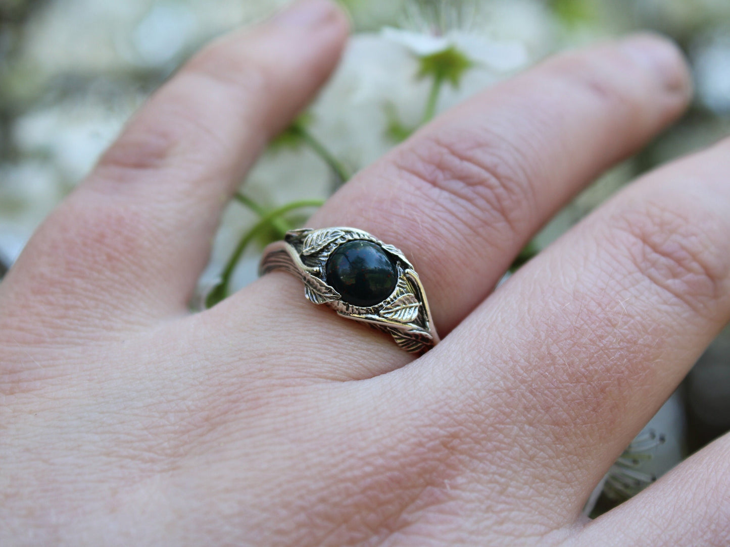 Bloodstone Leaf Ring