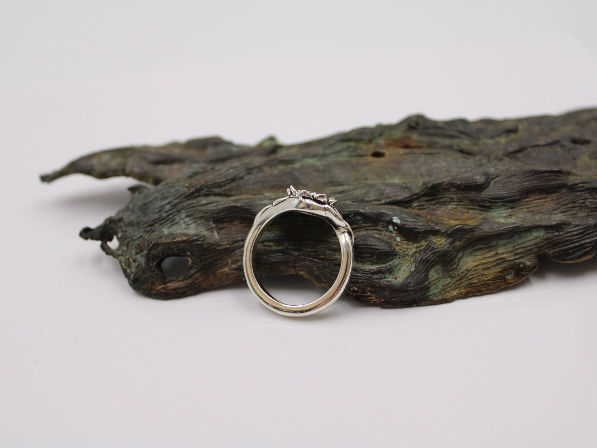 Radiant Bloom - Sterling Silver Moissanite Lotus Ring - JF Fantasy Jewelry