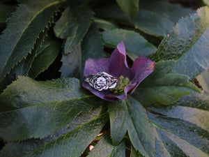 Radiant Bloom, Sterling Silver Moissanite Lotus Ring