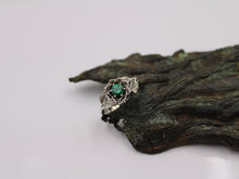 Load image into Gallery viewer, Radiant Bloom, Sterling Silver Green CZ Lotus Ring
