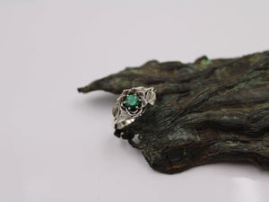 Radiant Bloom, Sterling Silver Green CZ Lotus Ring