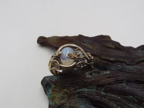 Moonstone Circle of Snakes Ring - JF Fantasy Jewelry