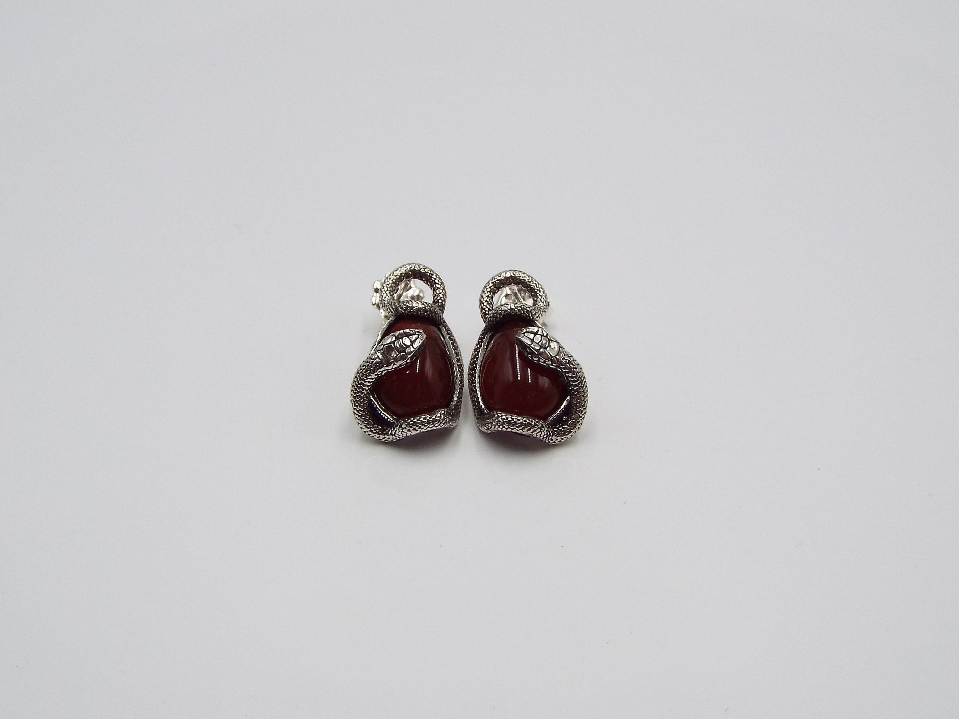 Carnelian Snake Earrings - JF Fantasy Jewelry