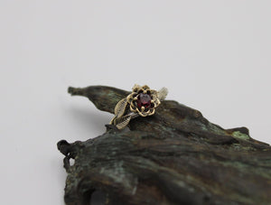 Sunset Petals, Ruby Gold Lotus Engagement Ring