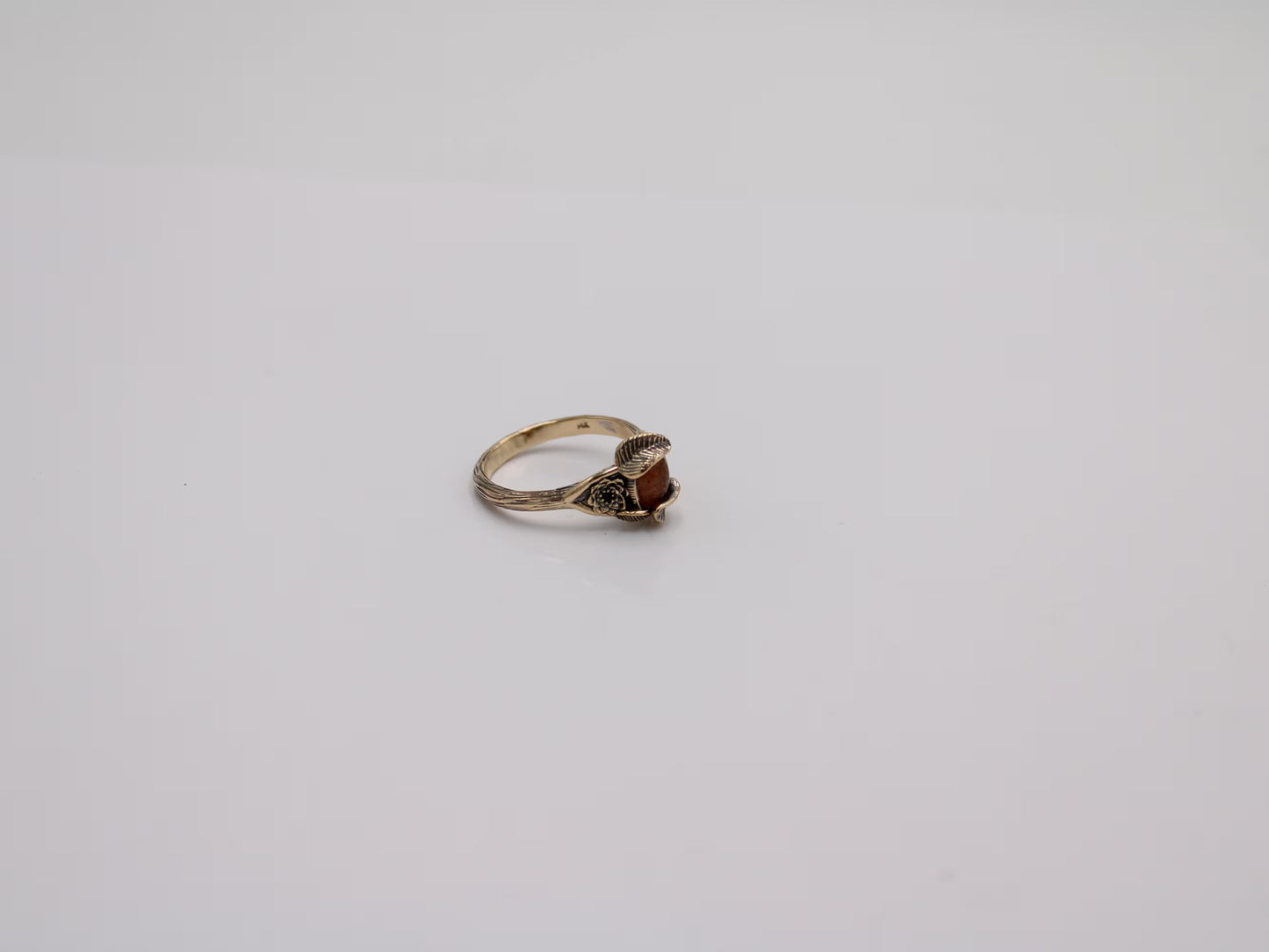 Lotus Leaf Dance - Sunstone Gold Lotus Engagement Ring