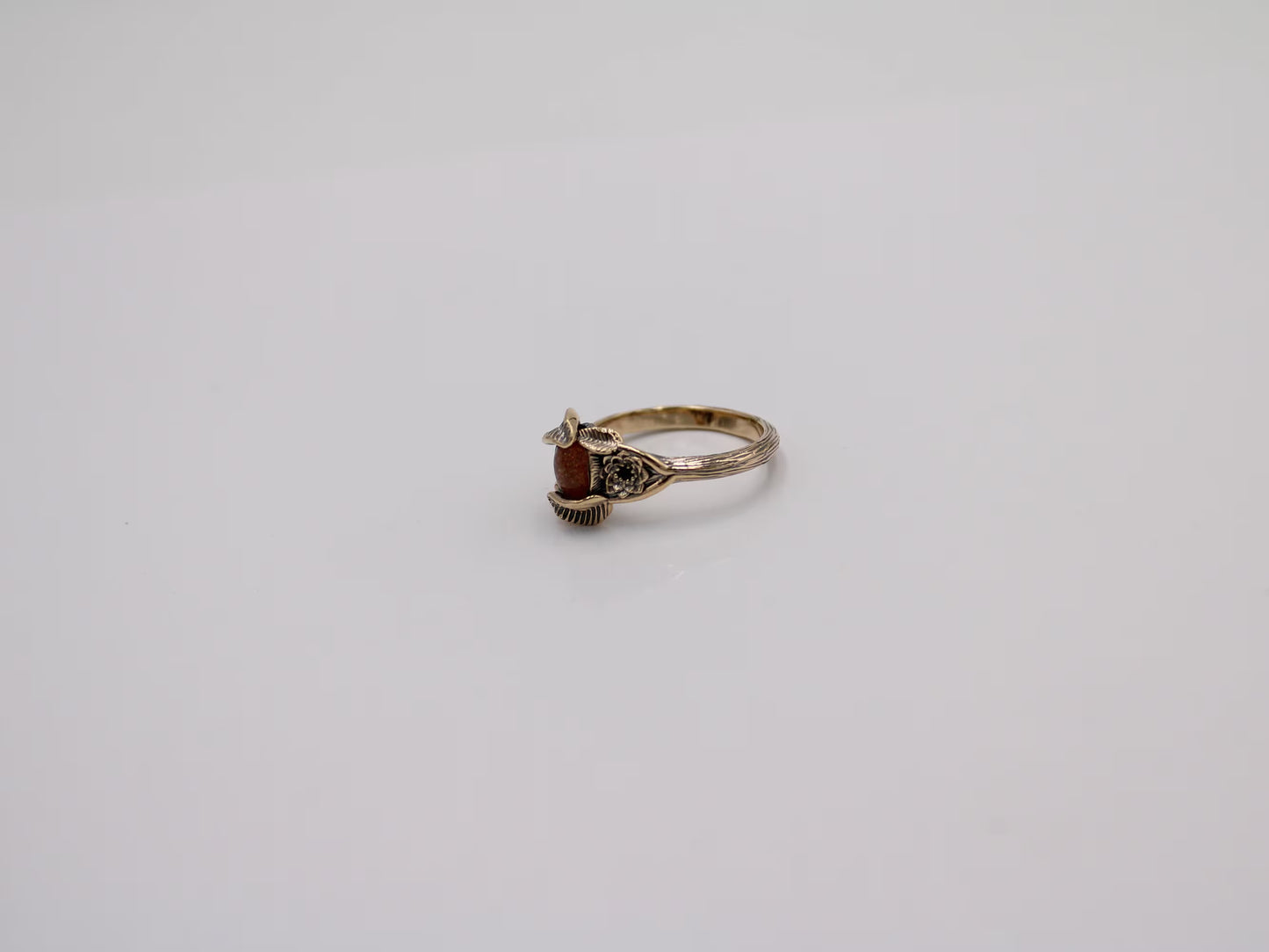 Lotus Leaf Dance - Sunstone Gold Lotus Engagement Ring