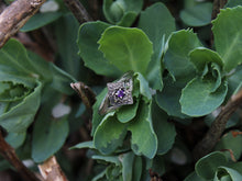 Load image into Gallery viewer, Lunar Bloom, Amethyst Lotus Engagement Ring
