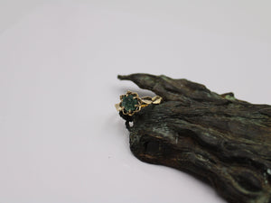 Moss Agate Lotus Gold Engagement Ring